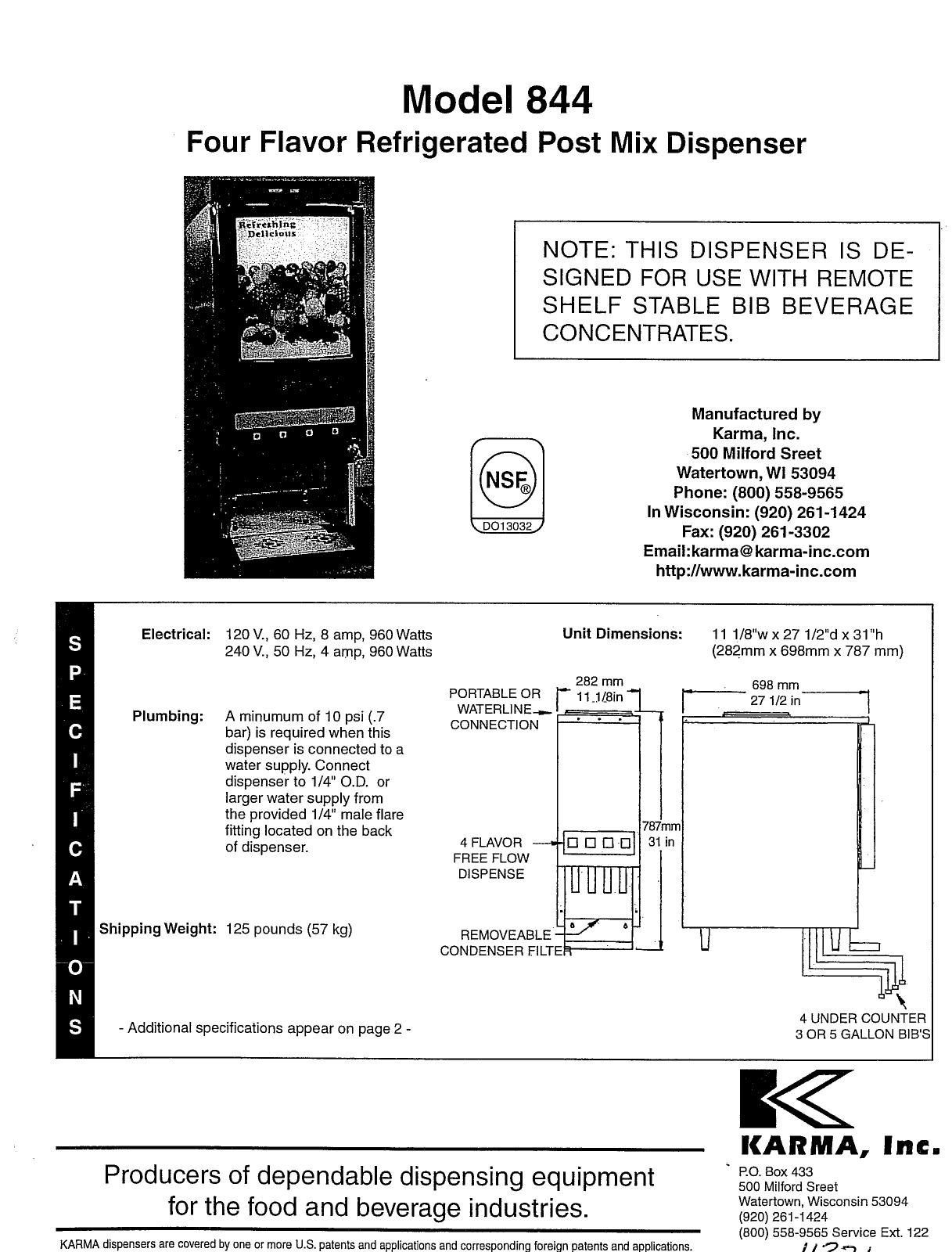 Karma 844 Service Manual