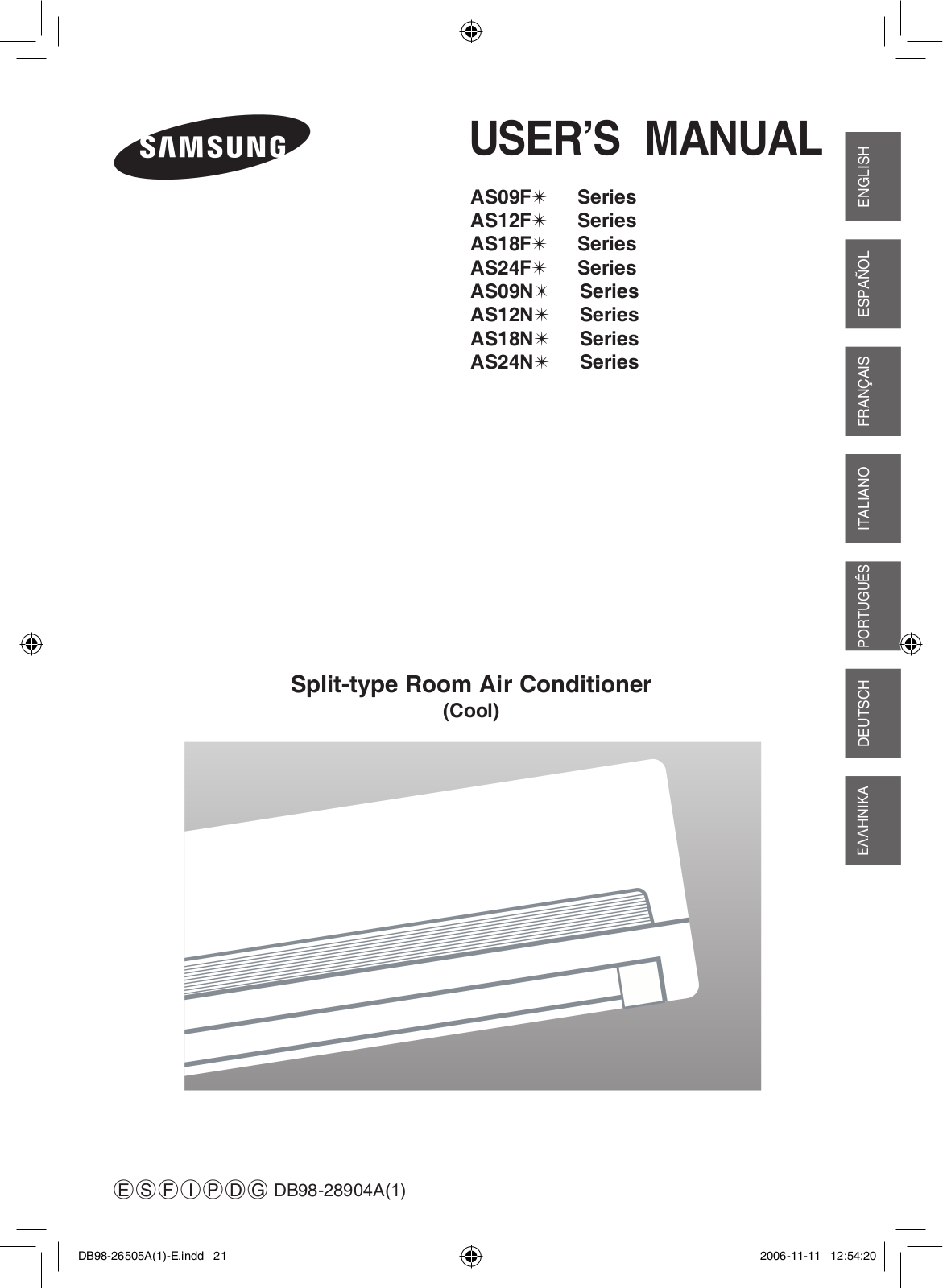 Samsung AS24FCN, AS24FCX, AS24FDN, AS18FEN, AS09FCX User Manual