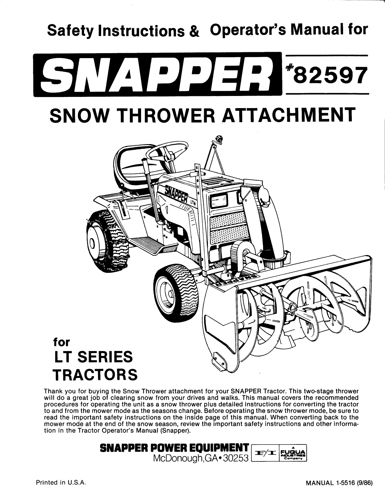 Snapper 82597 User Manual