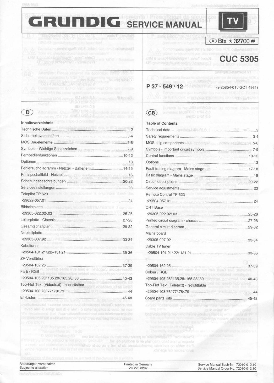 Grundig CUC-5305 Service Manual