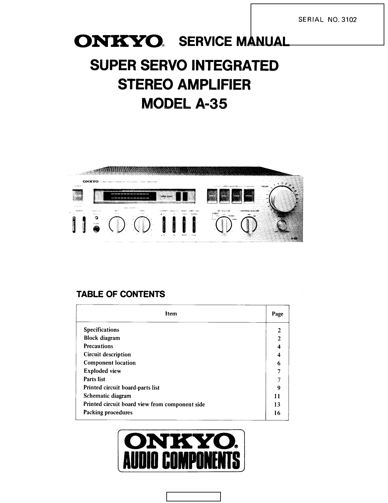 Onkyo A-35 Service Manual