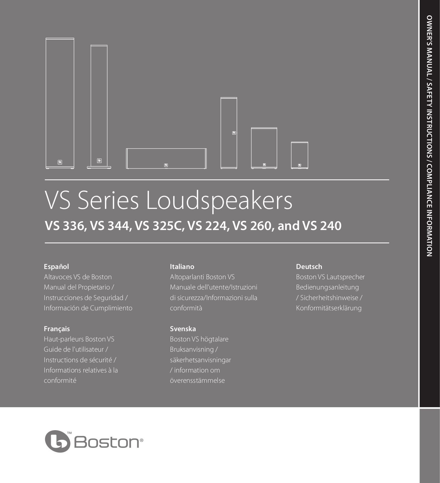 Boston Acoustics VS 240, VS 224, VS 325C, VS 260, VS 336 User Manual