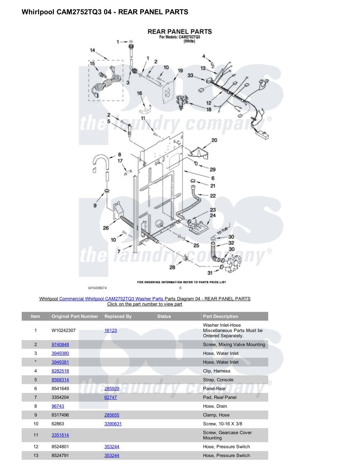 Whirlpool CAM2752TQ3 Parts Diagram