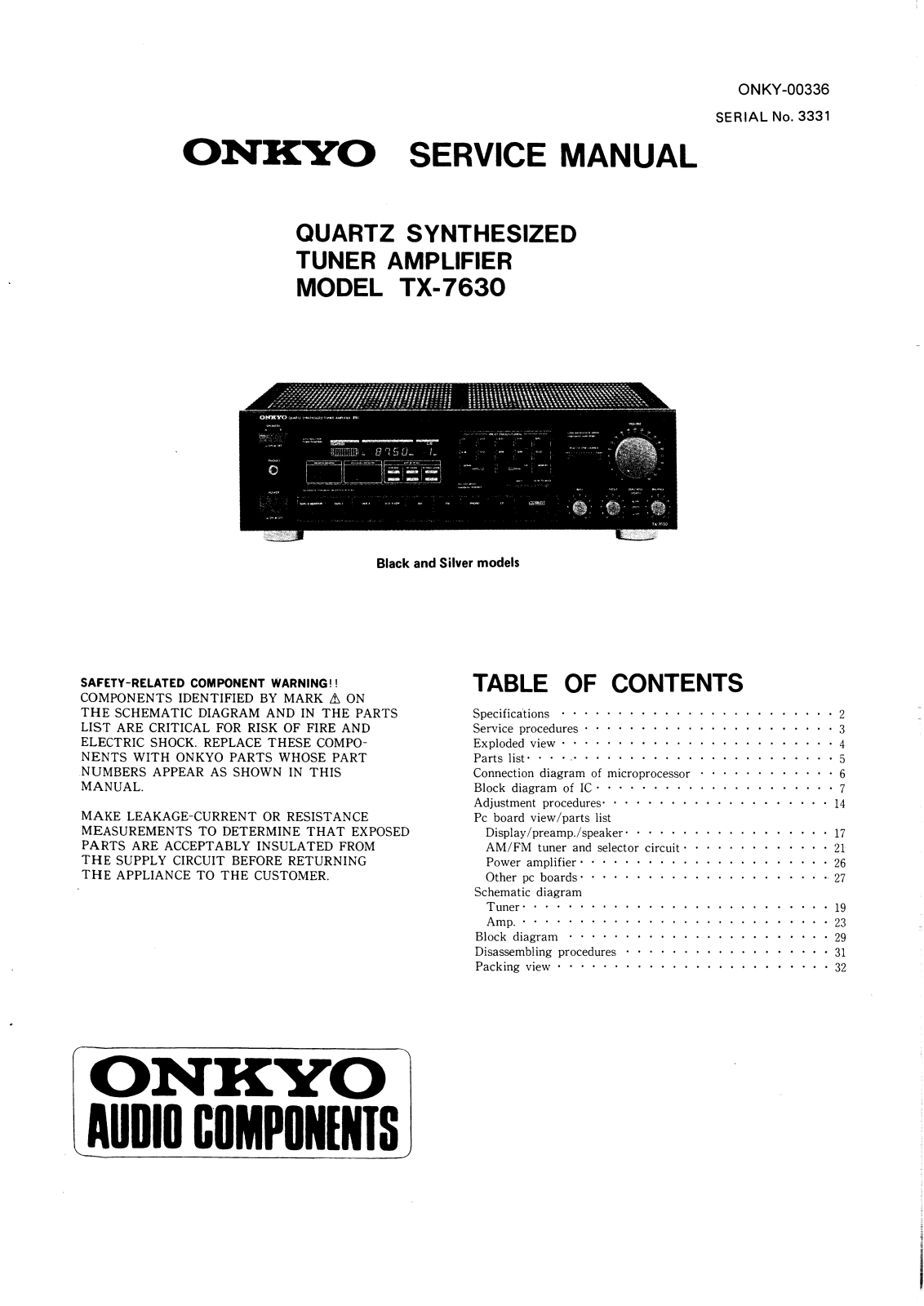 Onkyo TX-7630 Service manual