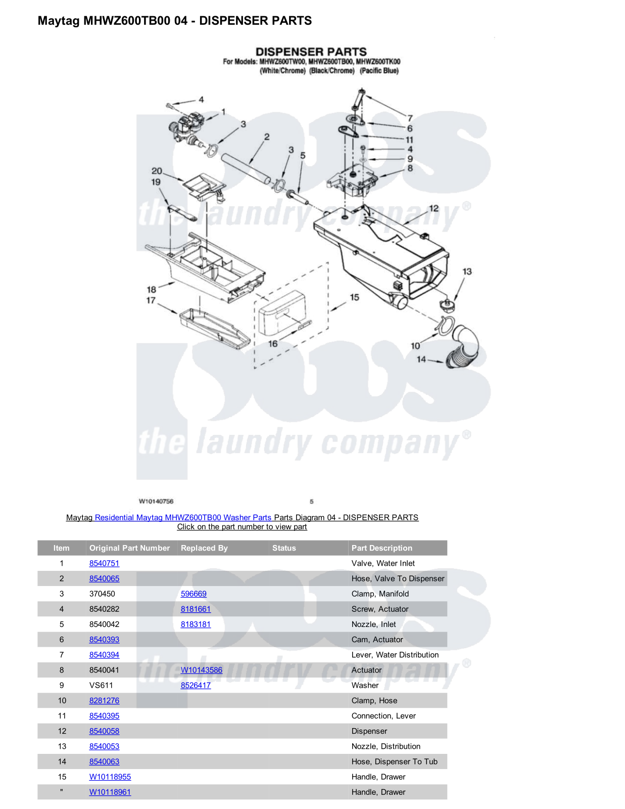 Maytag MHWZ600TB00 Parts Diagram