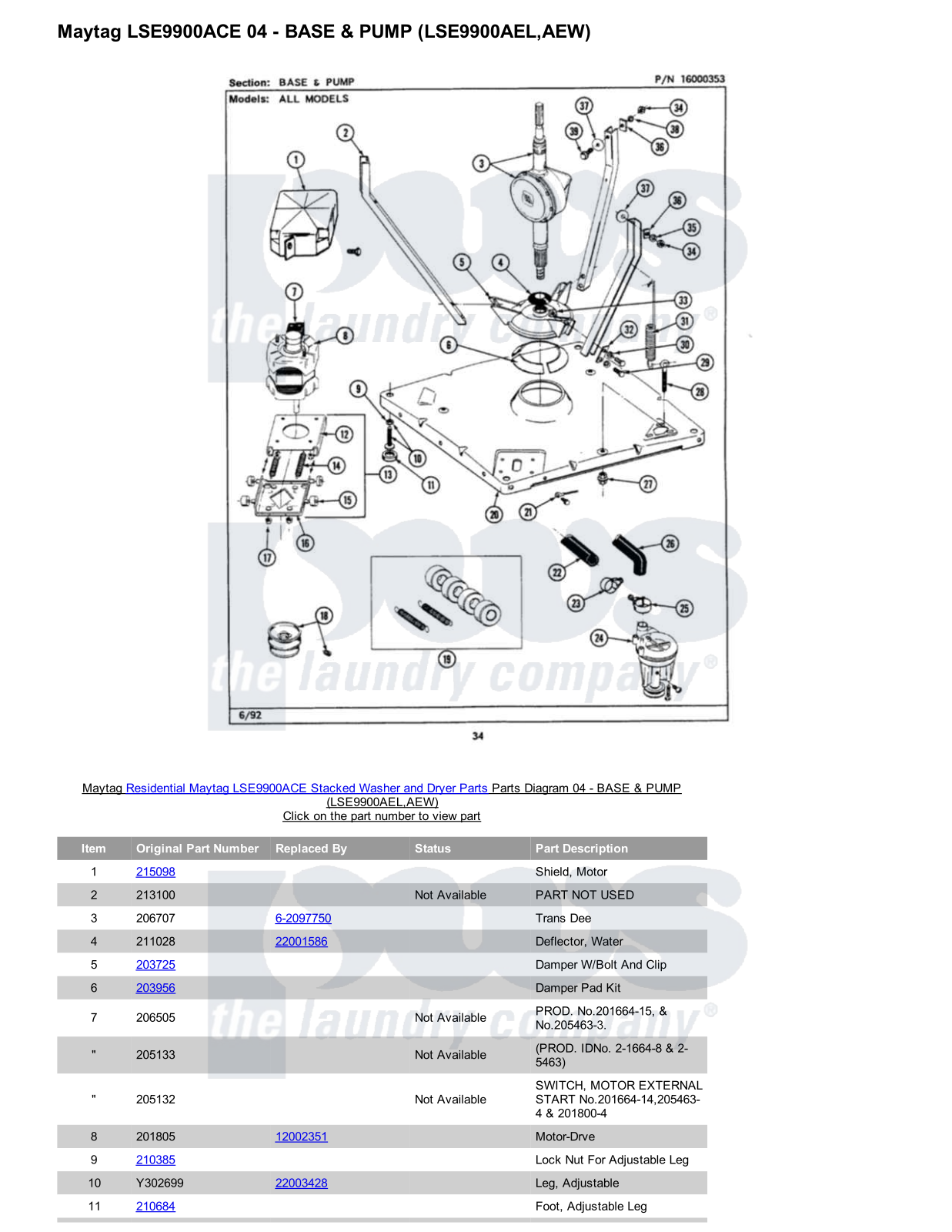 Maytag LSE9900ACE Stacked and Parts Diagram