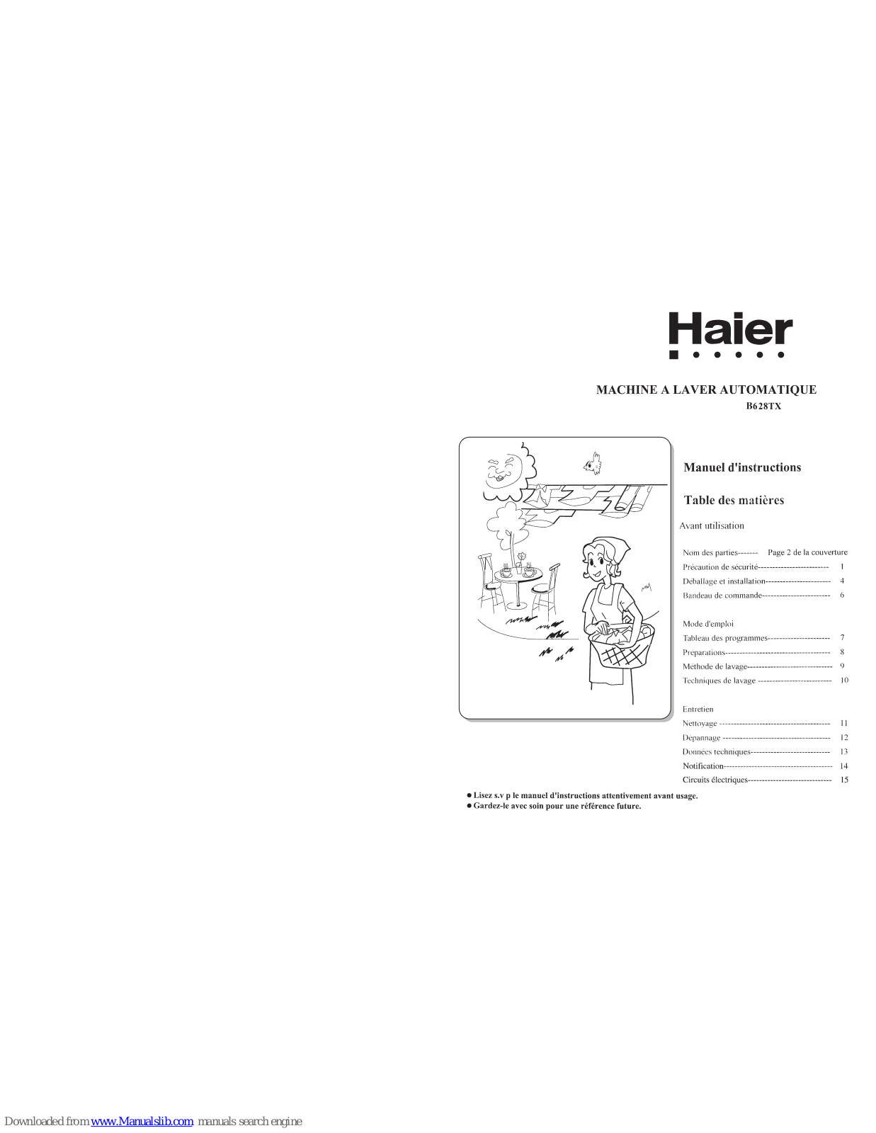 Haier B628TX Manuel D'instructions