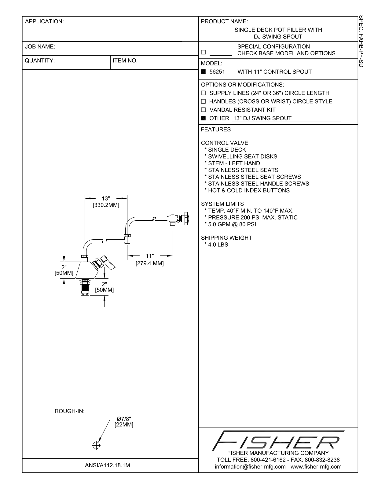 Fisher Manufacturing 56251 User Manual