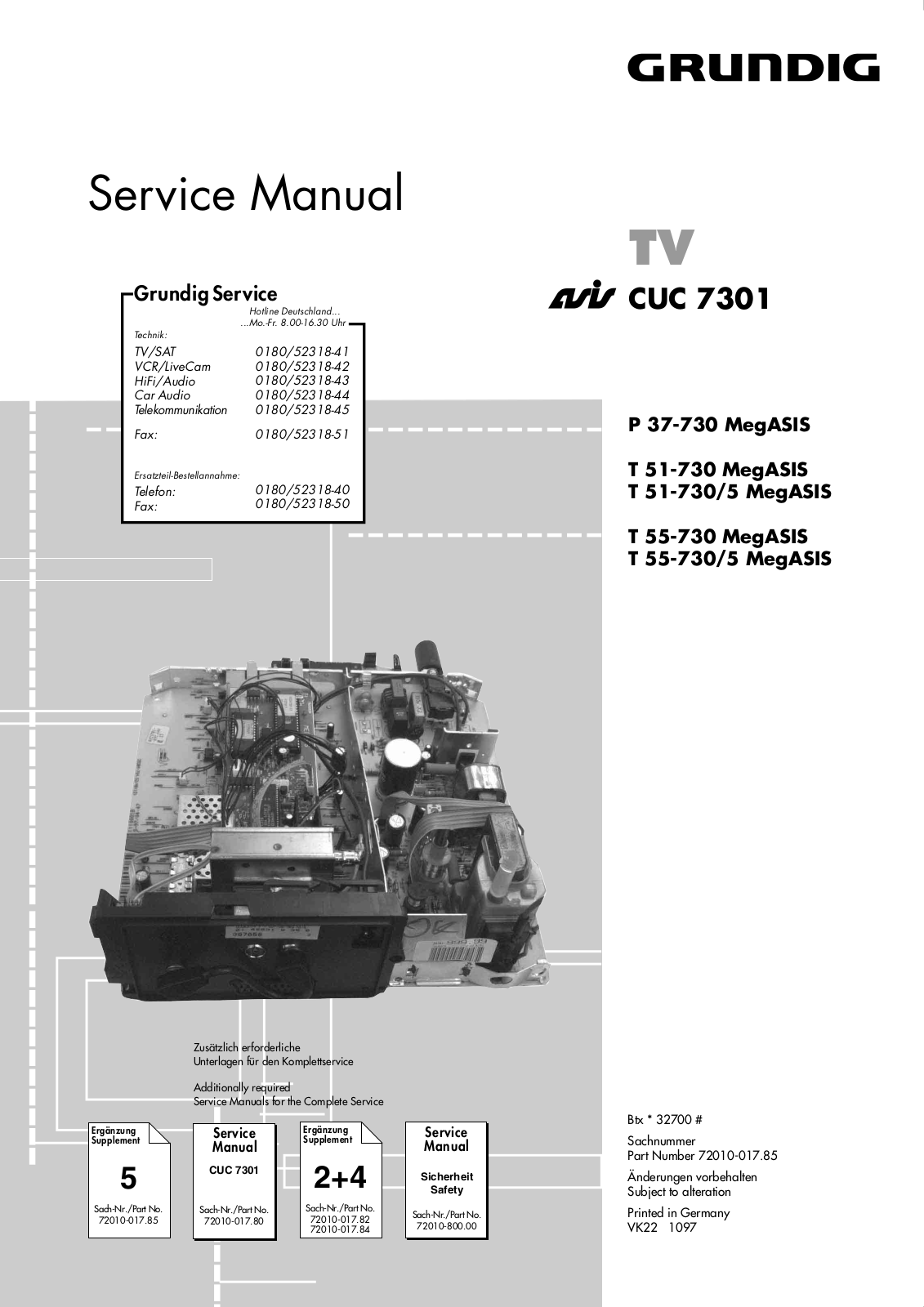 Grundig P 37-730 MegASIS, T 51-730 MegASIS, T 51-730-5 MegASIS, T 55-730 MegASIS, T 55-730-5 MegASIS Service Manual
