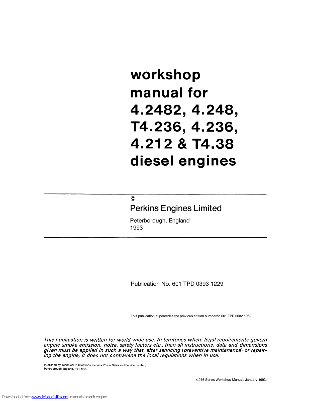Perkins 4.2482, 4.248, T4.236, 4.236, 4.212 Workshop Manual - ManualMachine.com