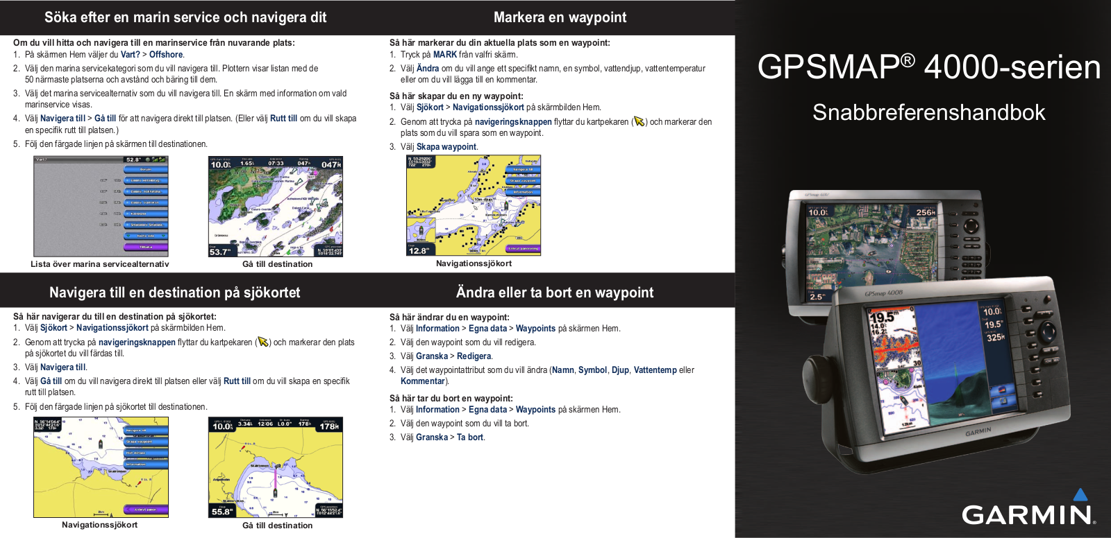 Garmin GPSMAP 4212, GPSMAP 4208, GPSMAP 4210, GPSMAP 4010, GPSMAP 4008 Quick Reference Guide