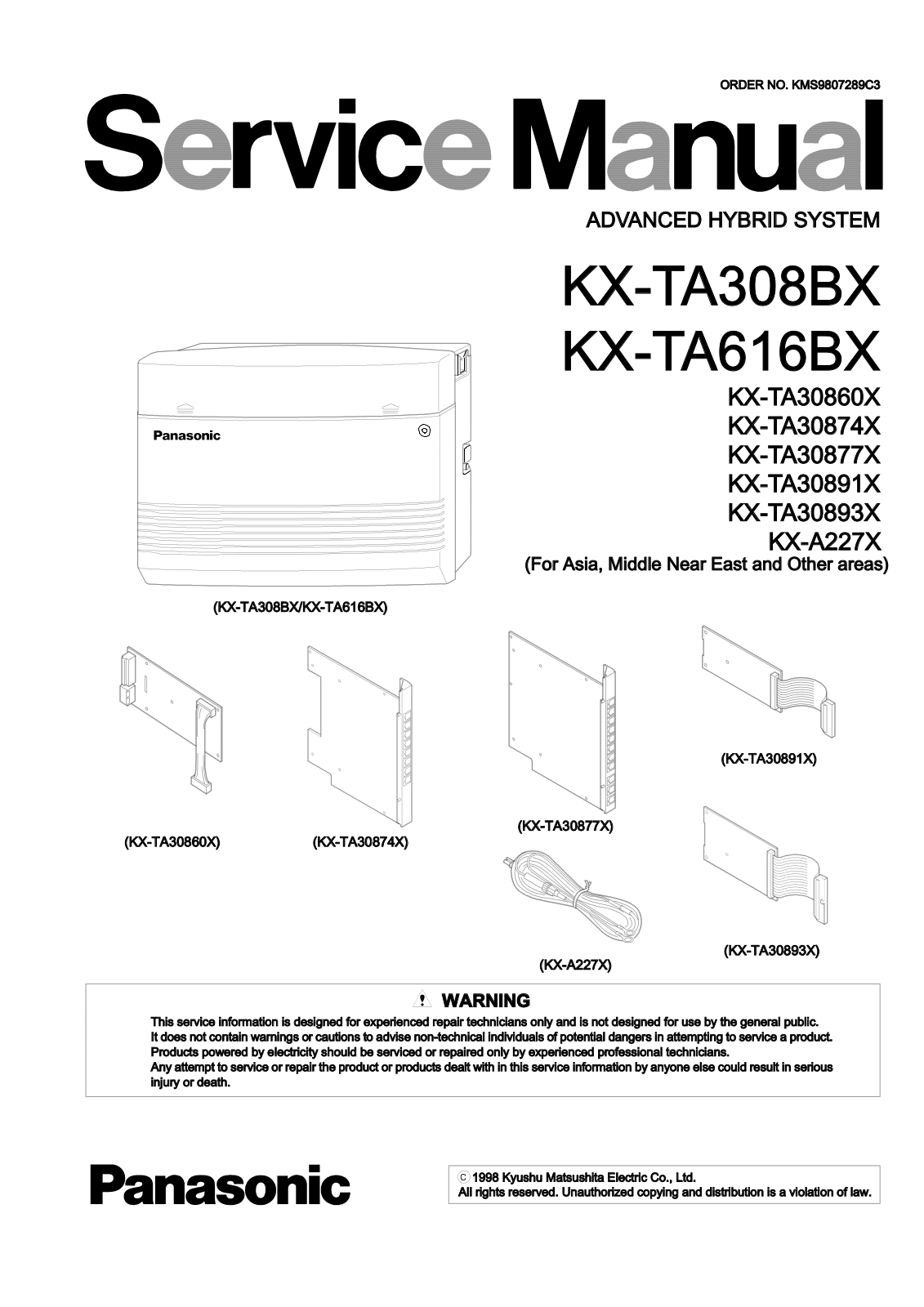 Panasonic KX-TA308, KX-TA616 Service Manual