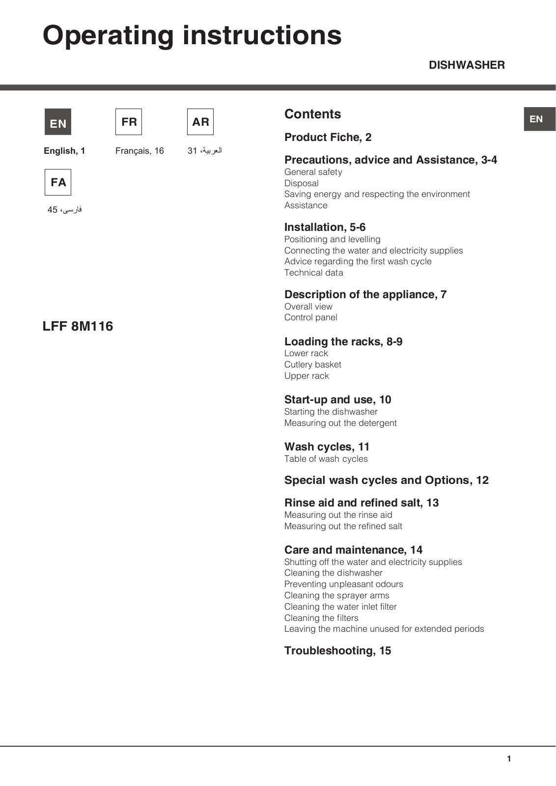 Hotpoint LFF 8M116 CB EX, LFF 8M116 C EX, LFF 8M116 CX EX User Manual