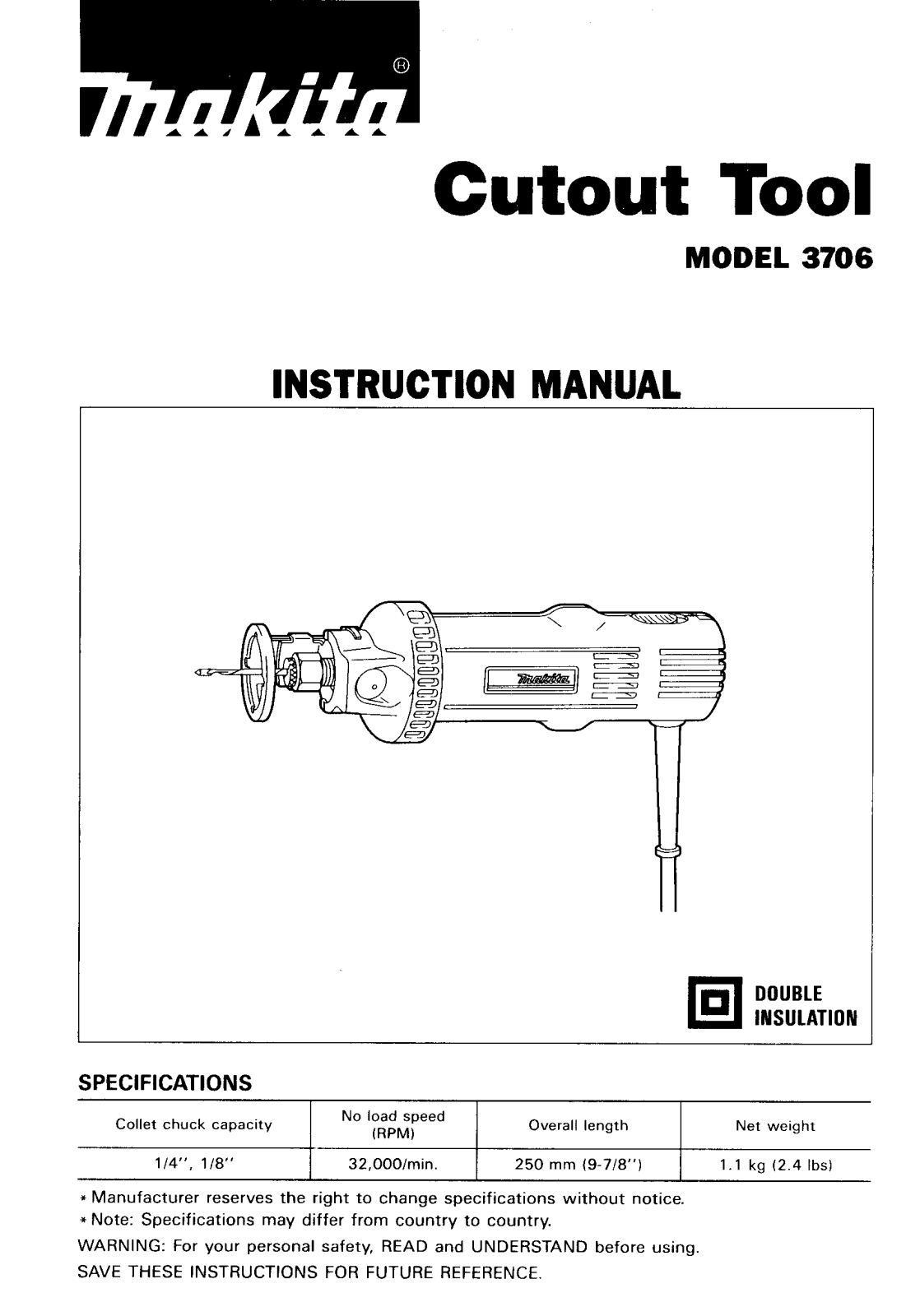 Makita 3706 User guide