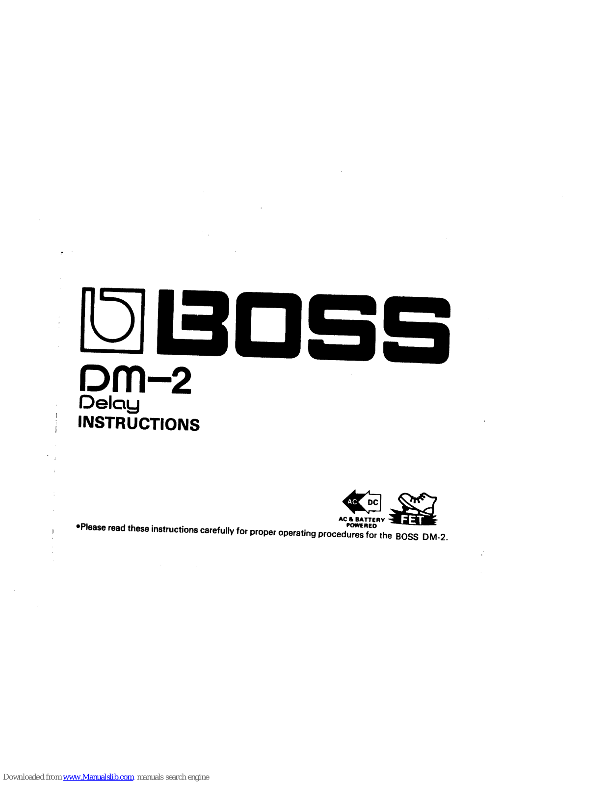 Boss Delay DM-2 Instructions Manual