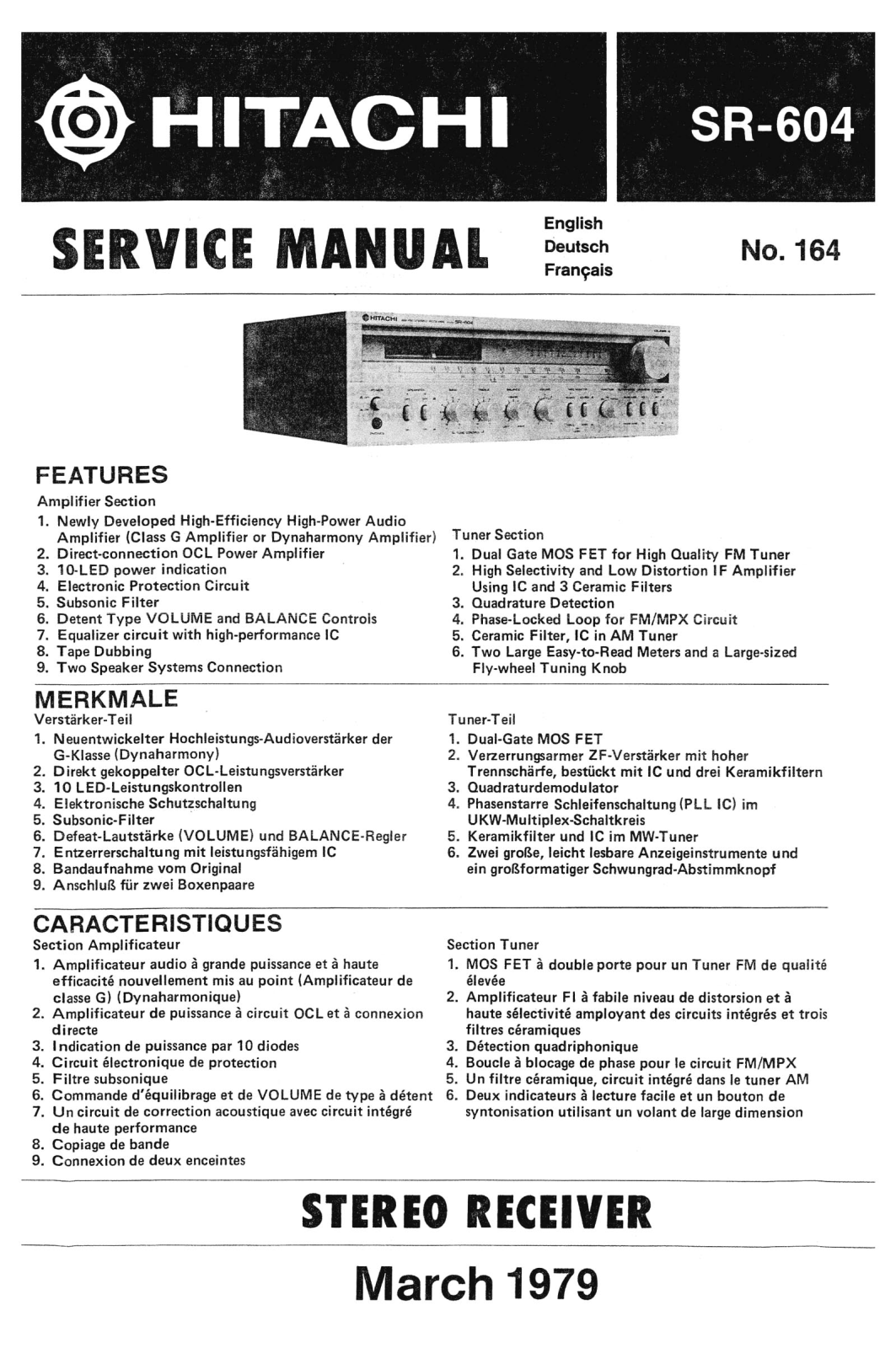 Hitachi SR-604 Service Manual