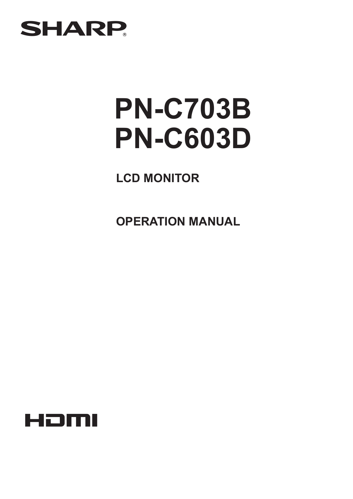 Sharp PN-C703B, PN-C603D User Manual