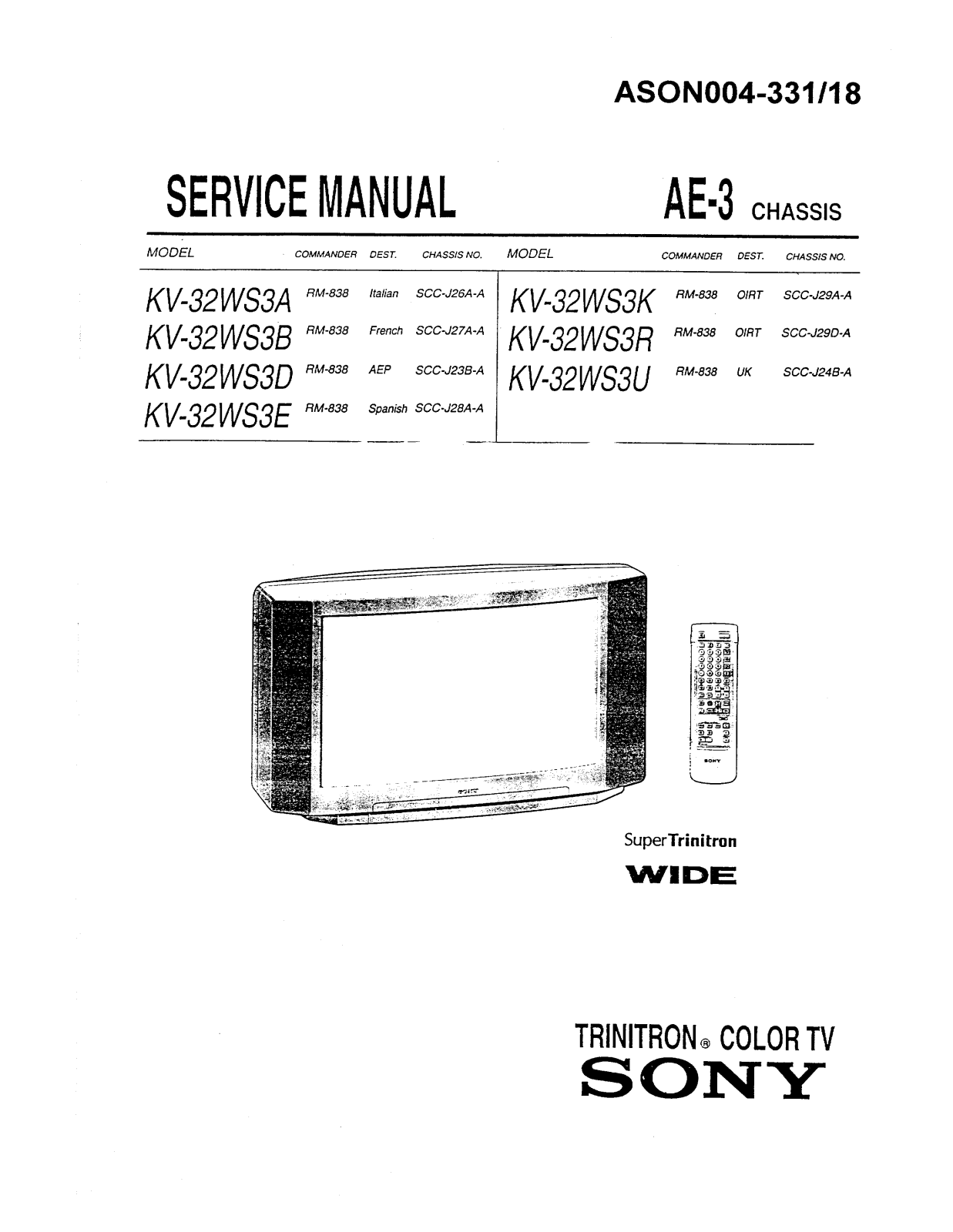 SONY AE1C, KVC2949D Service Manual