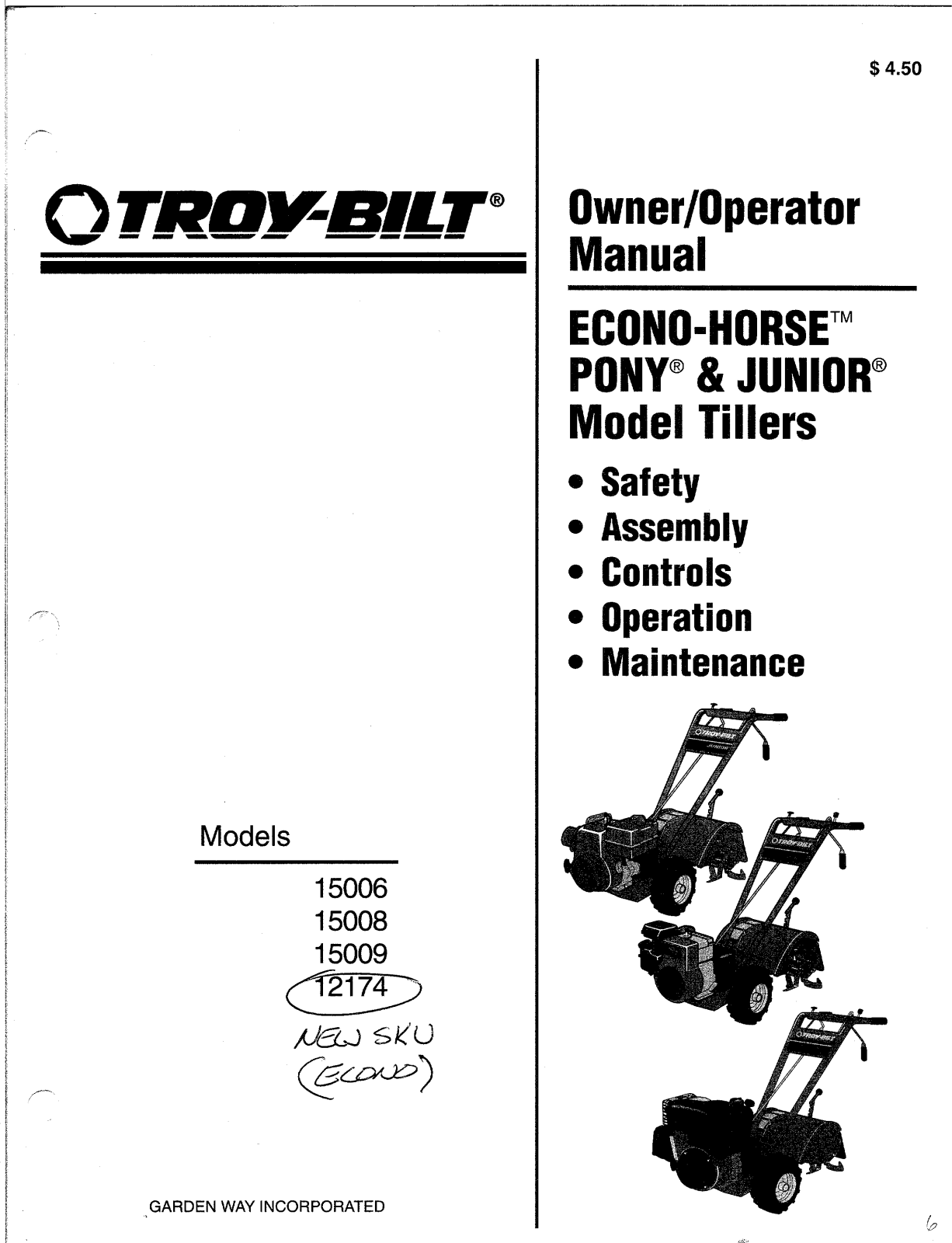 Troy-Bilt 15006, 12174, 15008 User Manual