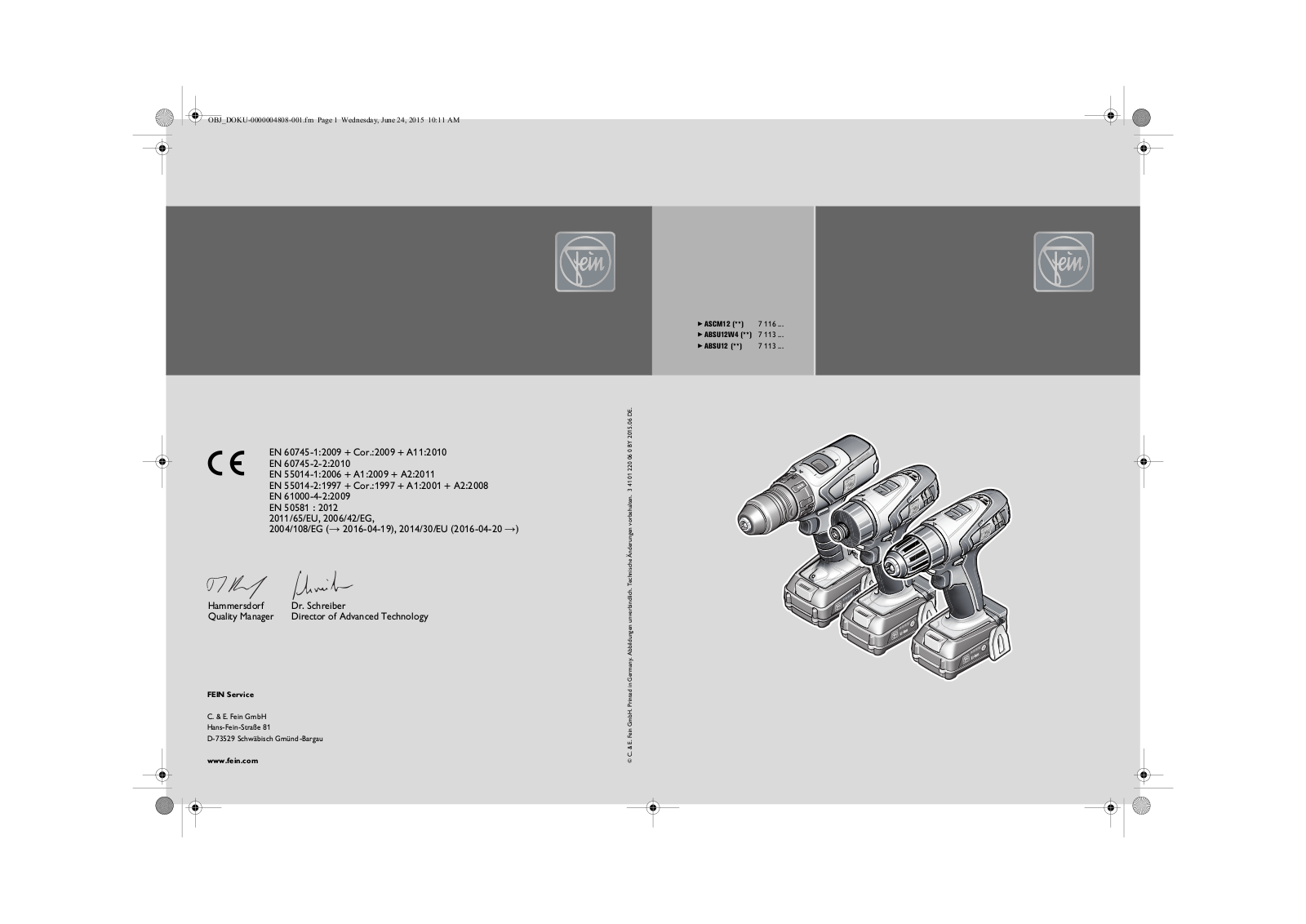 Fein ASCM12, ABSU12W4, ABSU12 User Guide