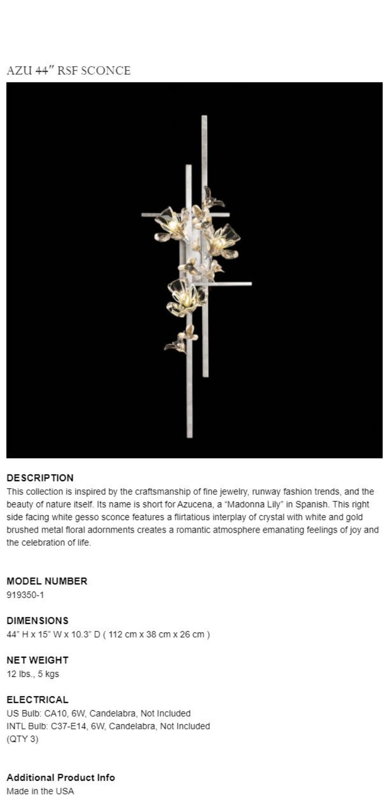 Fine Art Handcrafted Lighting XFA10413 Specifications - ManualMachine.com