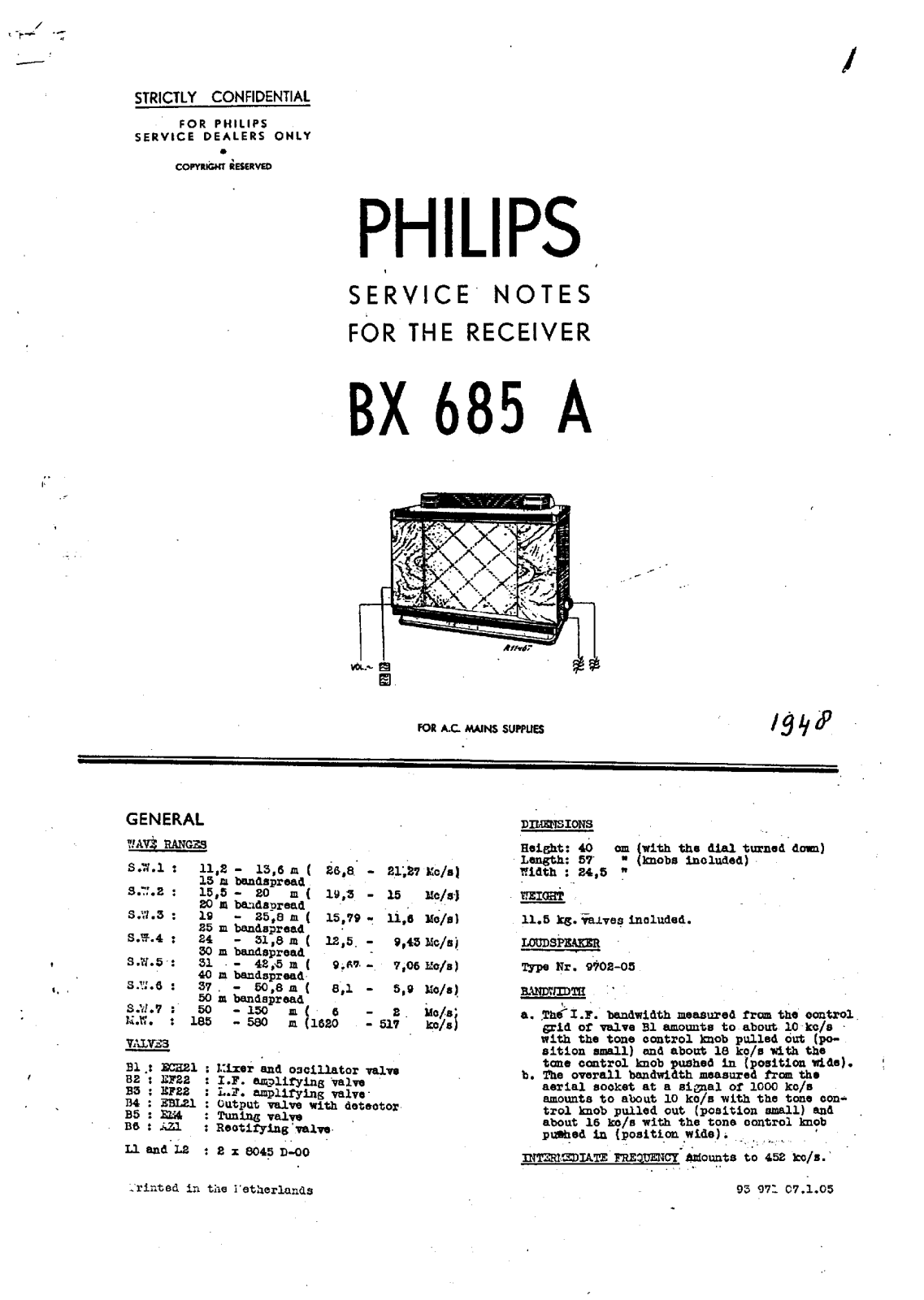 Philips BX685A Schematic