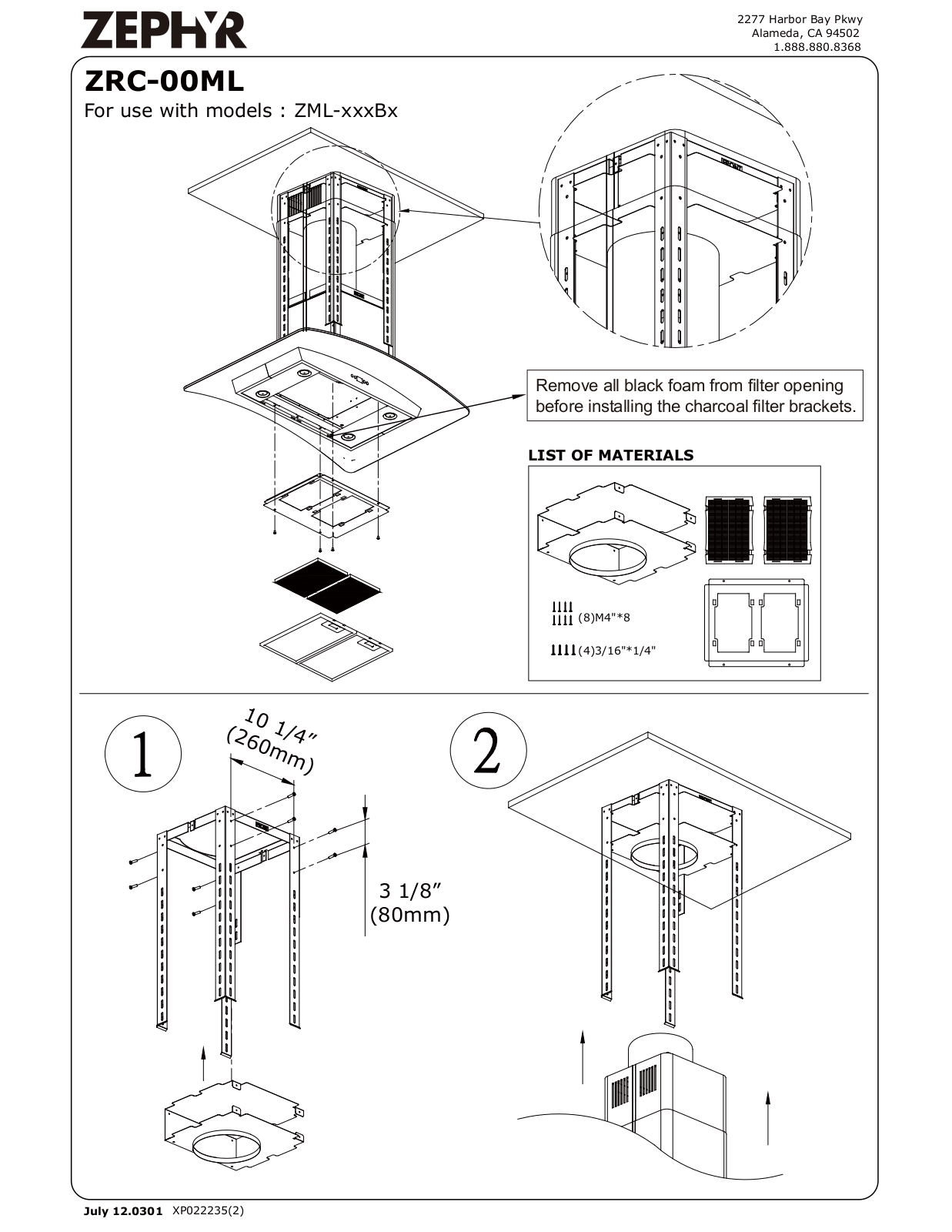 Zephyr ZRC-00ML User Manual