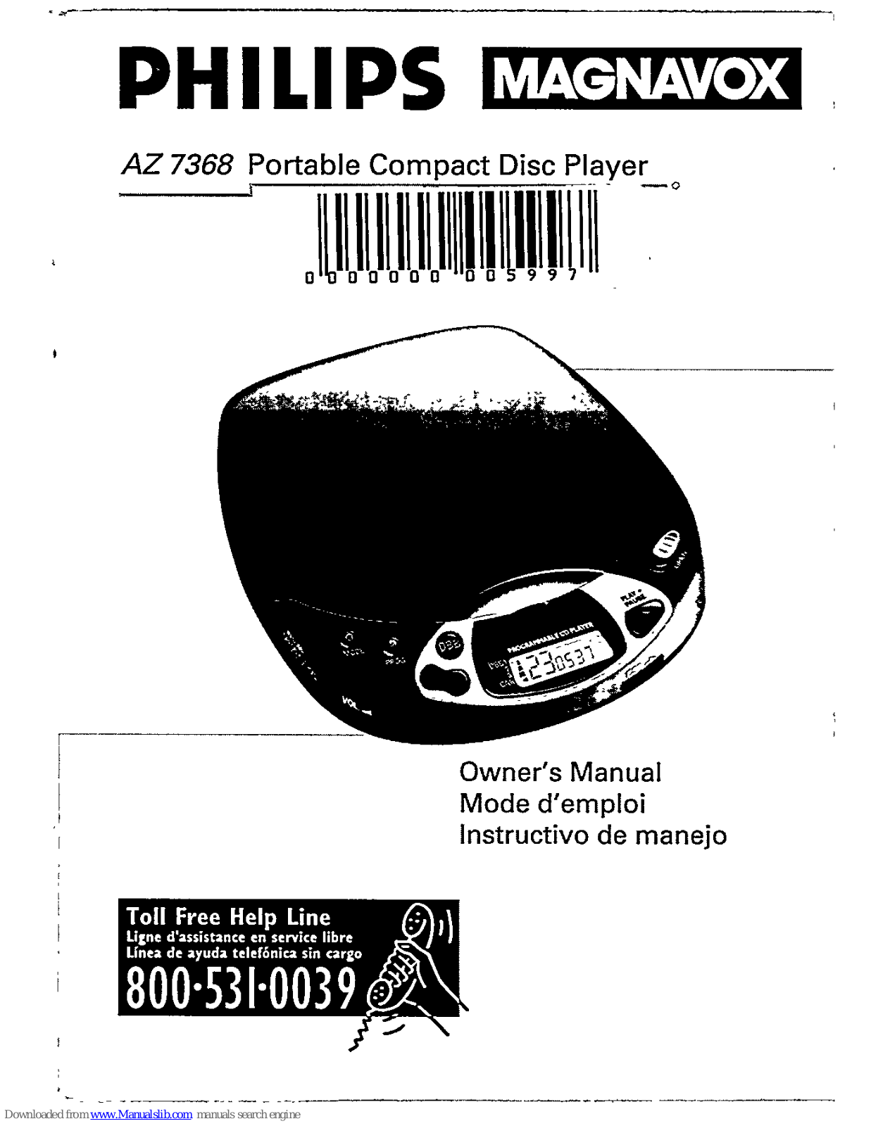 Magnavox AZ7368 - Cd Personal, AZ 7368 Owner's Manual