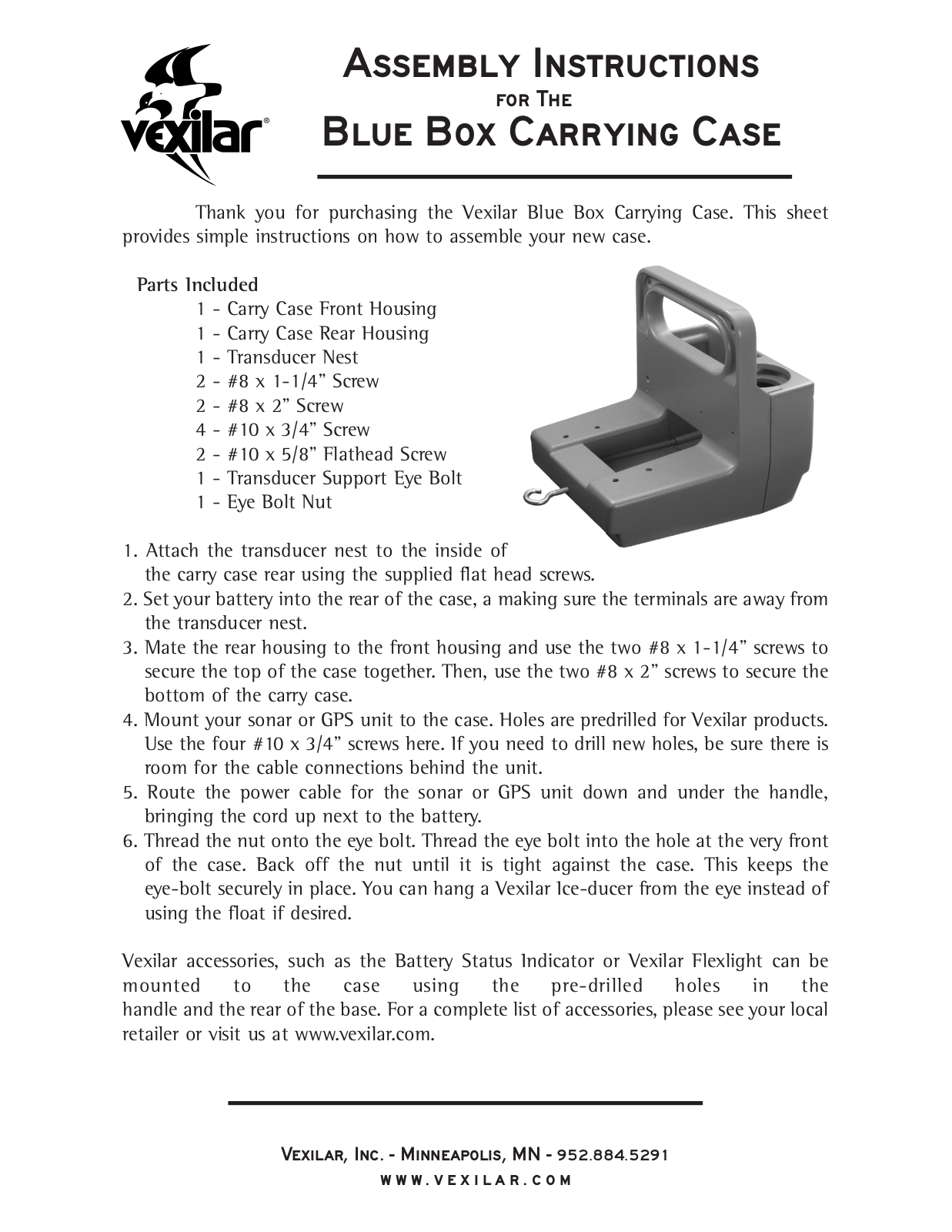 Vexilar Blue Box Carrying Case User Manual