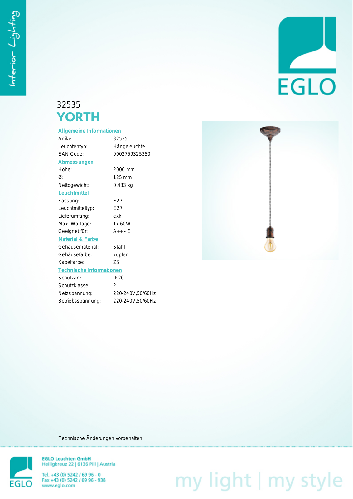 Eglo 32535 Service Manual