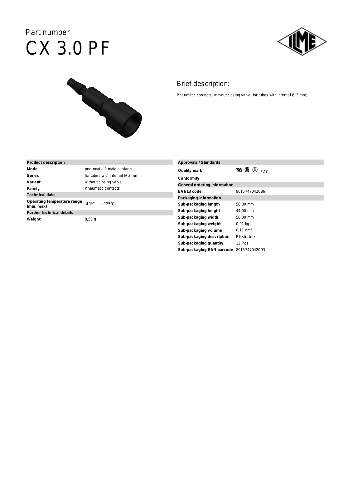 ILME CX-3.0PF Data Sheet