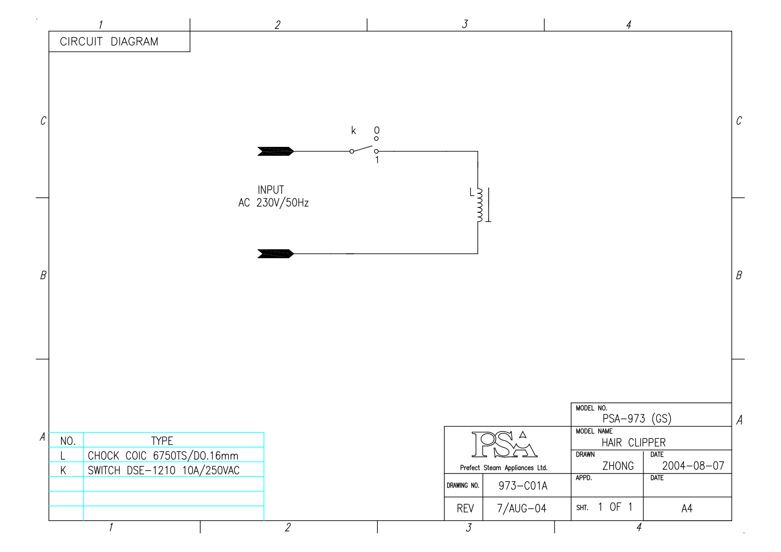 Vitek PSA 973 Circuit diagrams