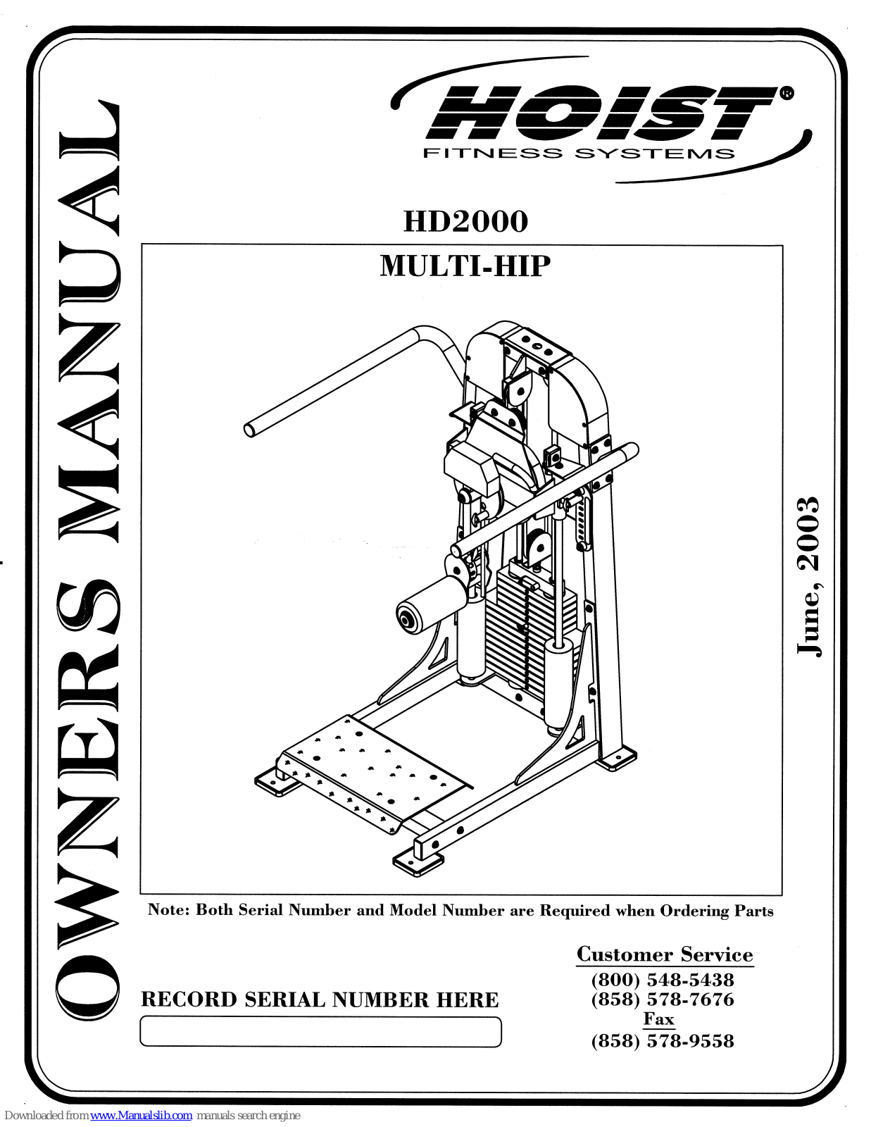 Hoist Fitness HD2000 Owner's Manual