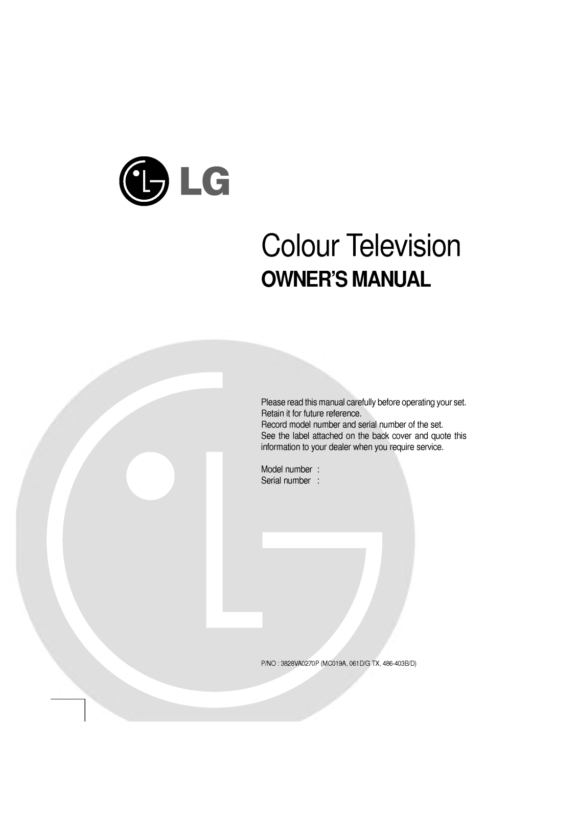 LG CT-21M60KE User Manual