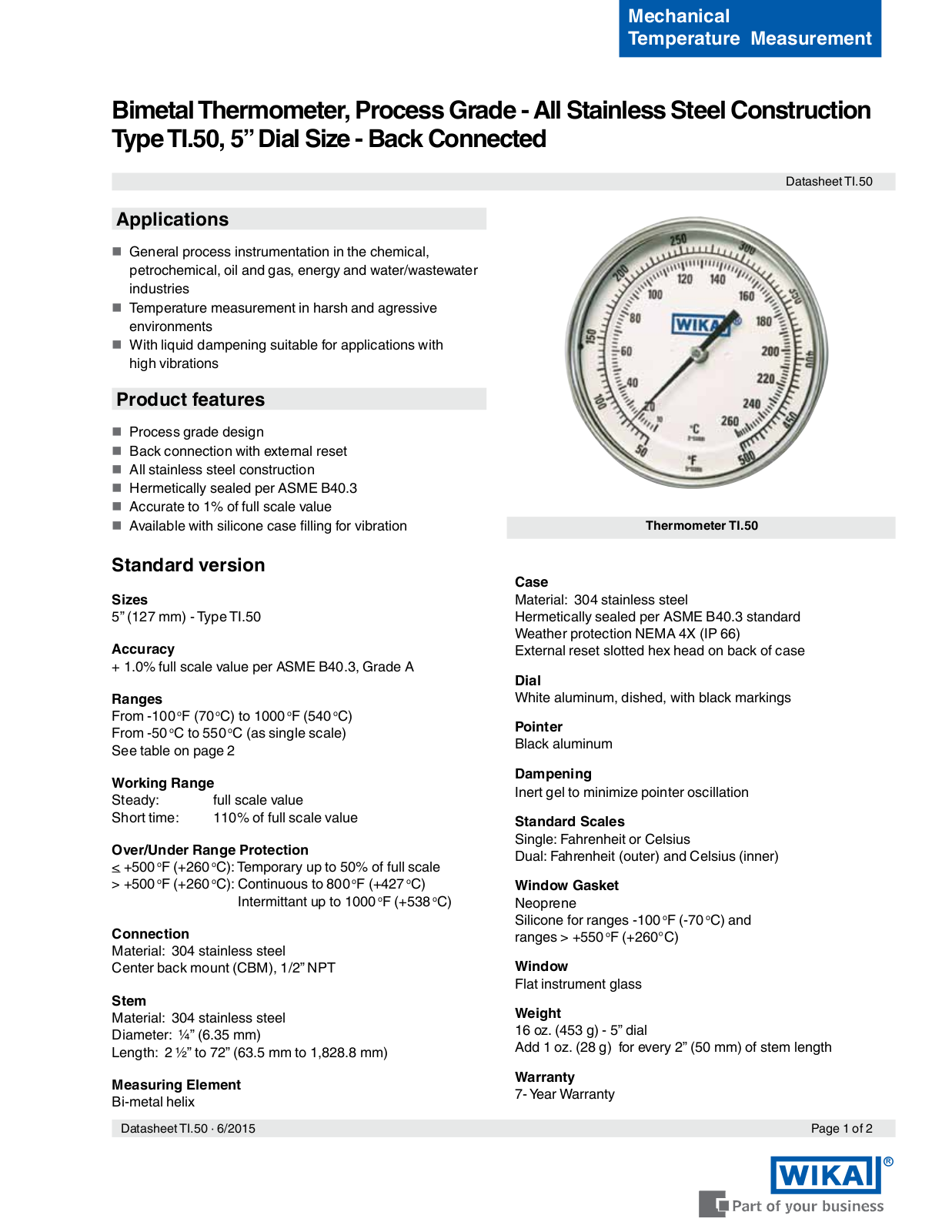 WIKA TI.50 Data sheet