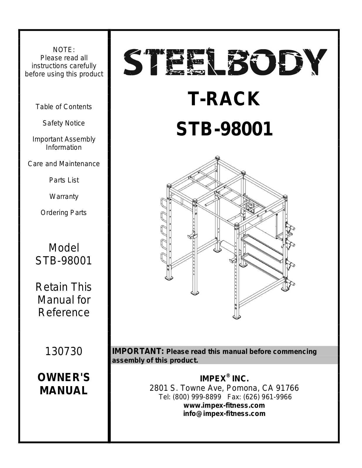 Impex STB-98001 Owner's Manual