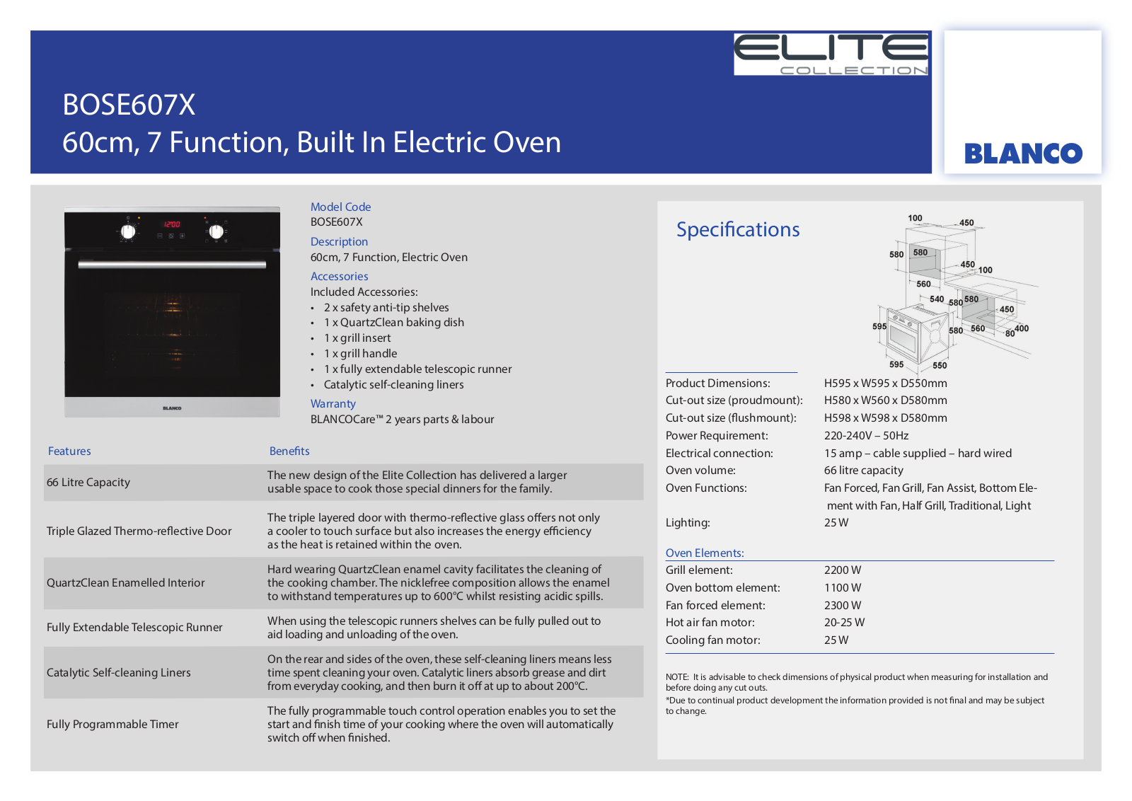 Blanco BOSE607X User Manual