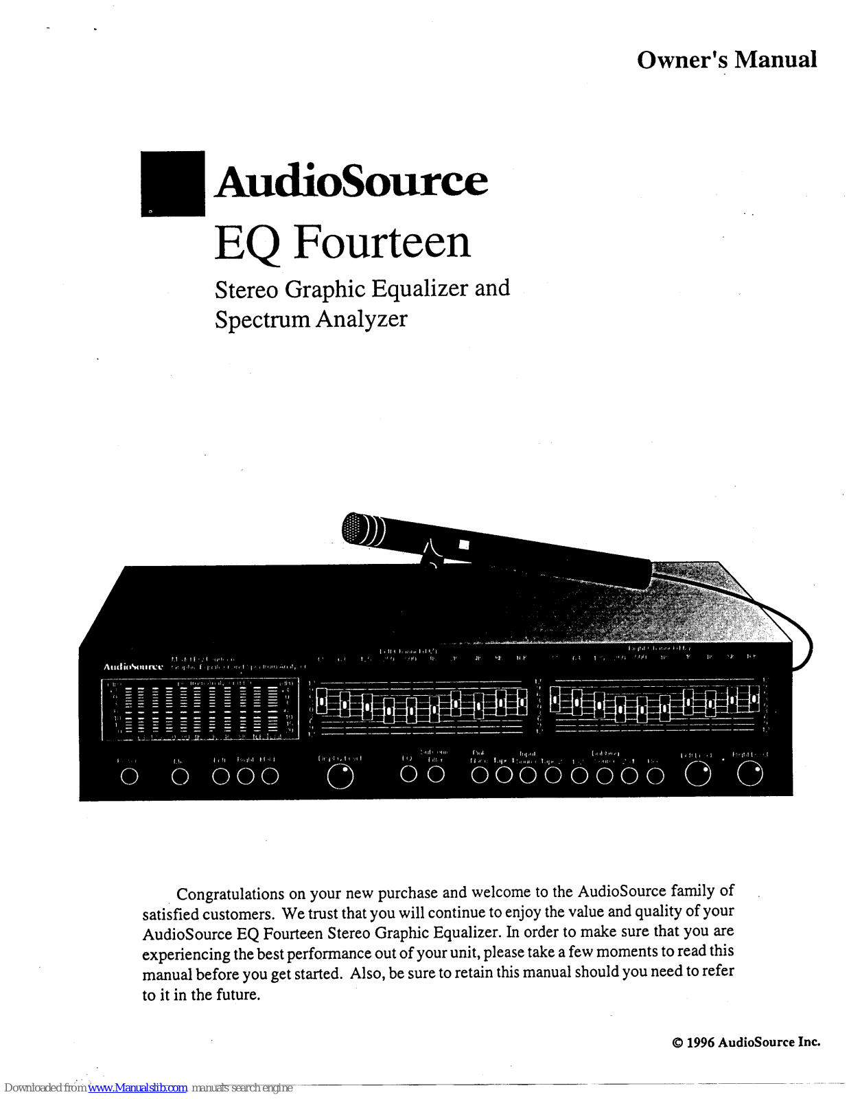 AudioSource EQ Fourteen Owner's Manual