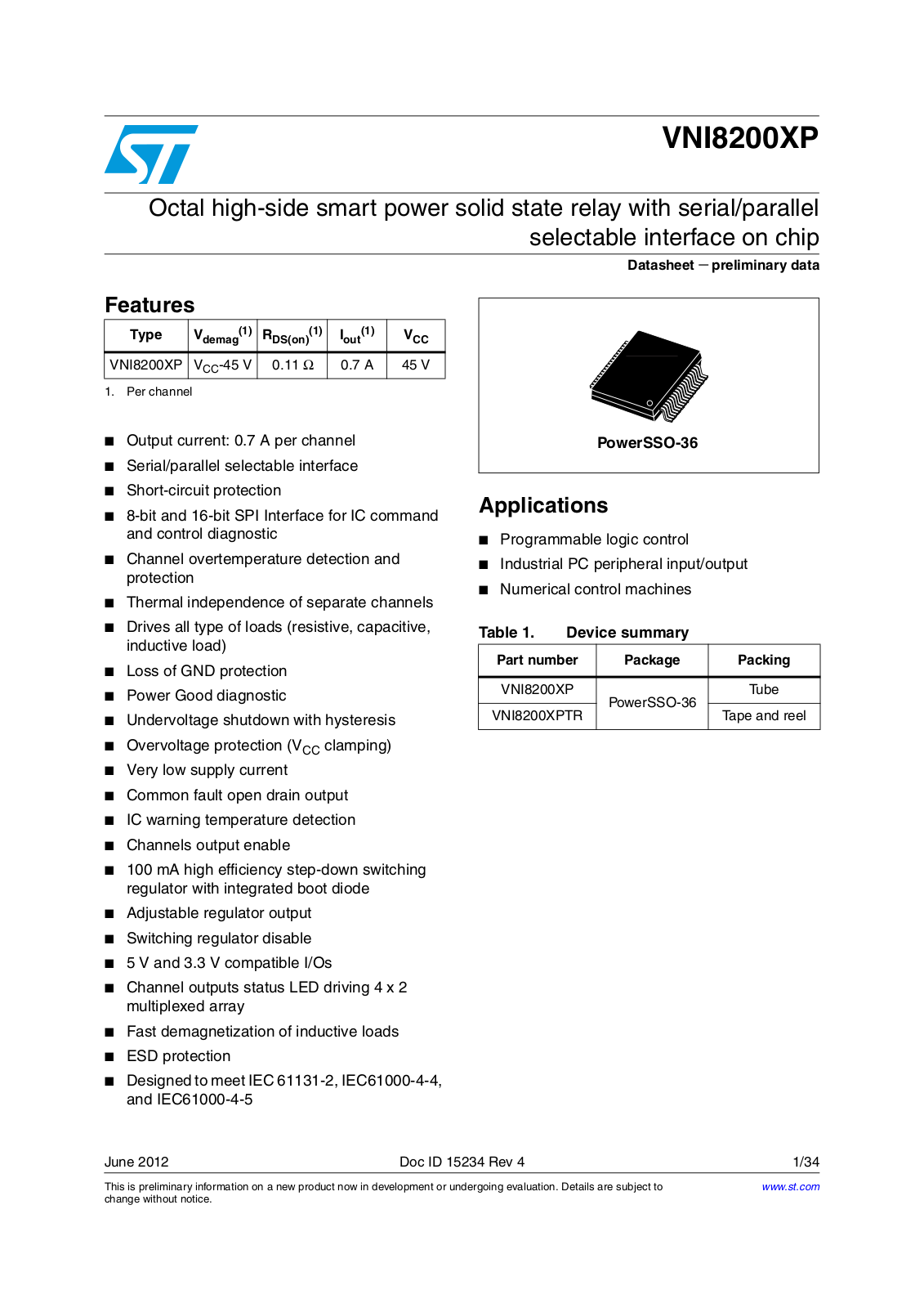 ST VNI8200XP User Manual