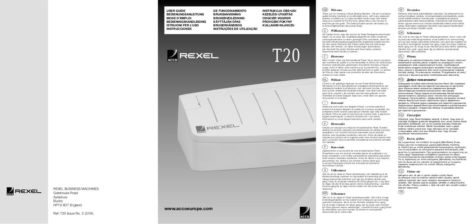 Acco T20 User Manual