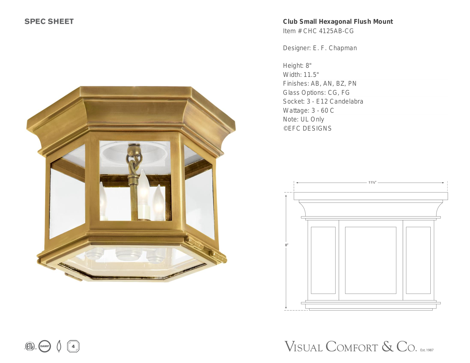 Visual Comfort CHC 4125AB-CG User Manual