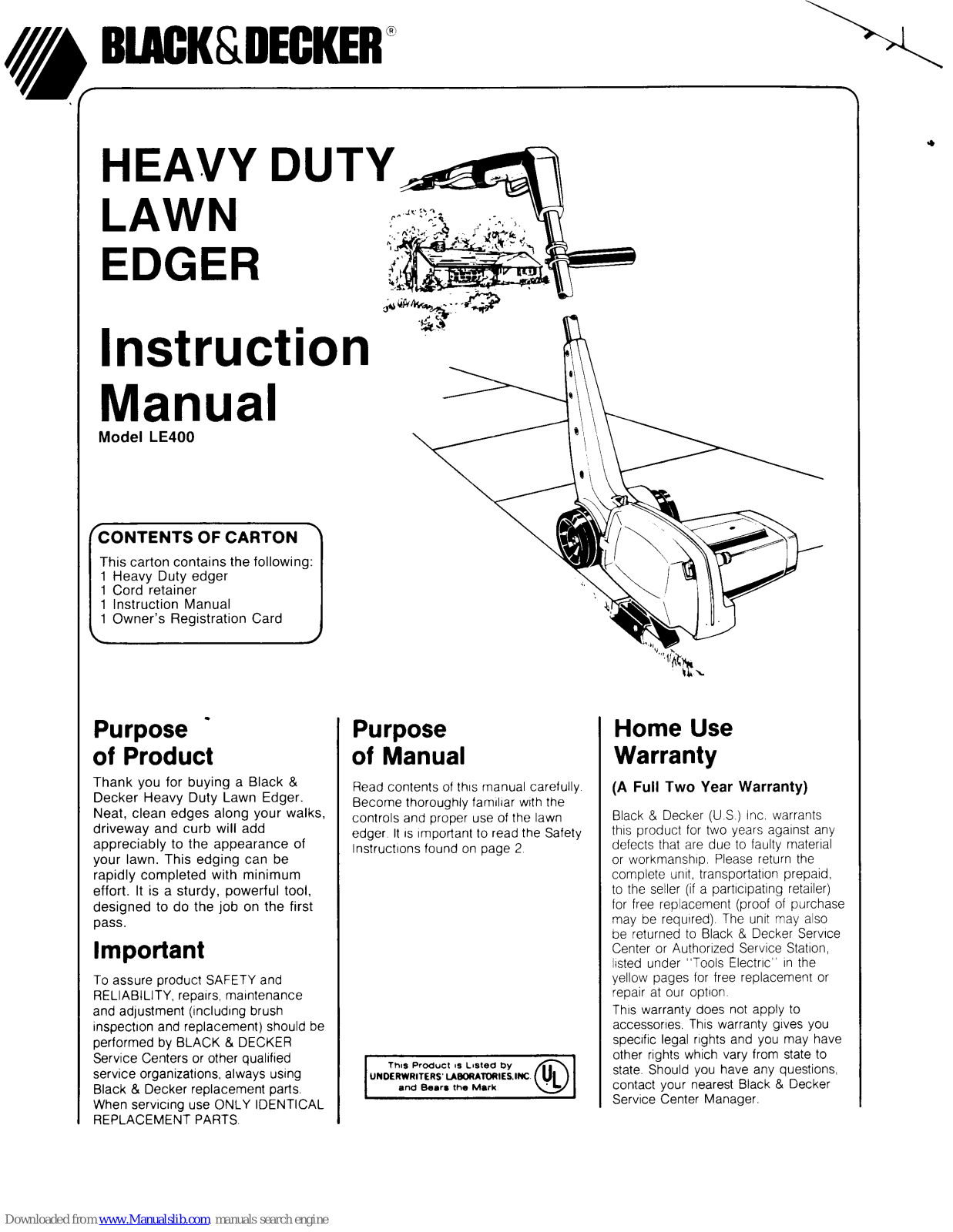 Black & Decker LE400 Instruction Manual - ManualMachine.com