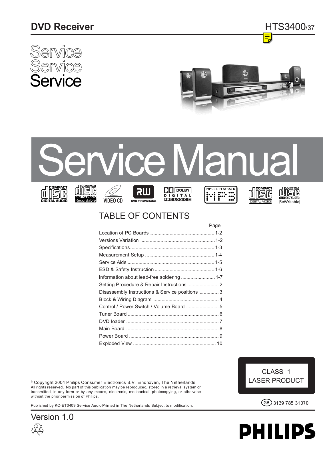 Philips HTS-3400 Service manual