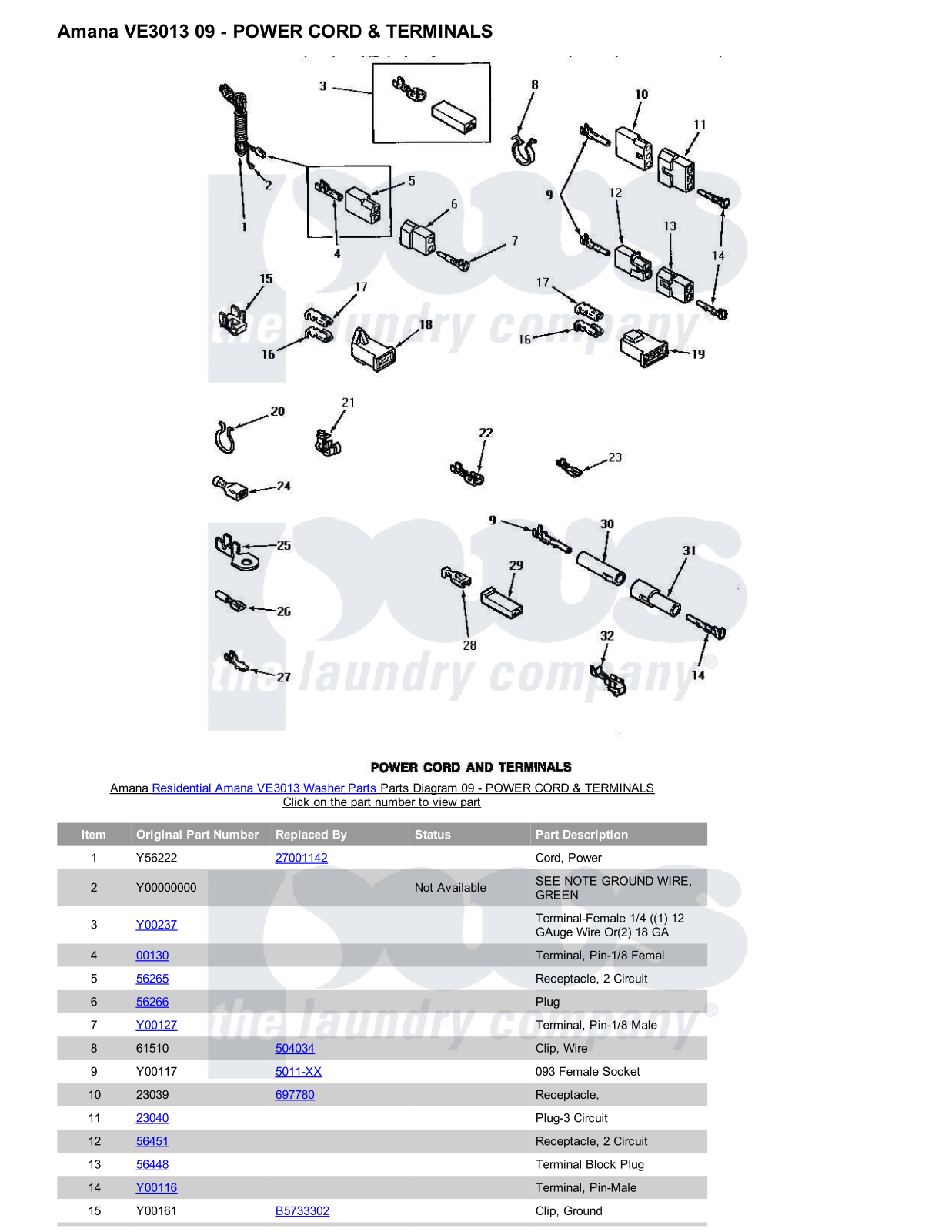 Amana VE3013 Parts Diagram