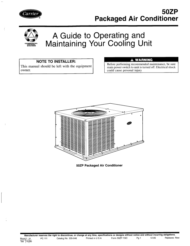 Carrier 50zp User Manual