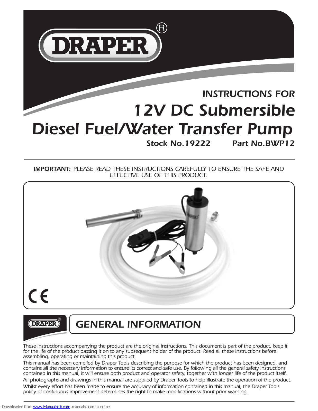 Draper BWP12 Instructions Manual - ManualMachine.com