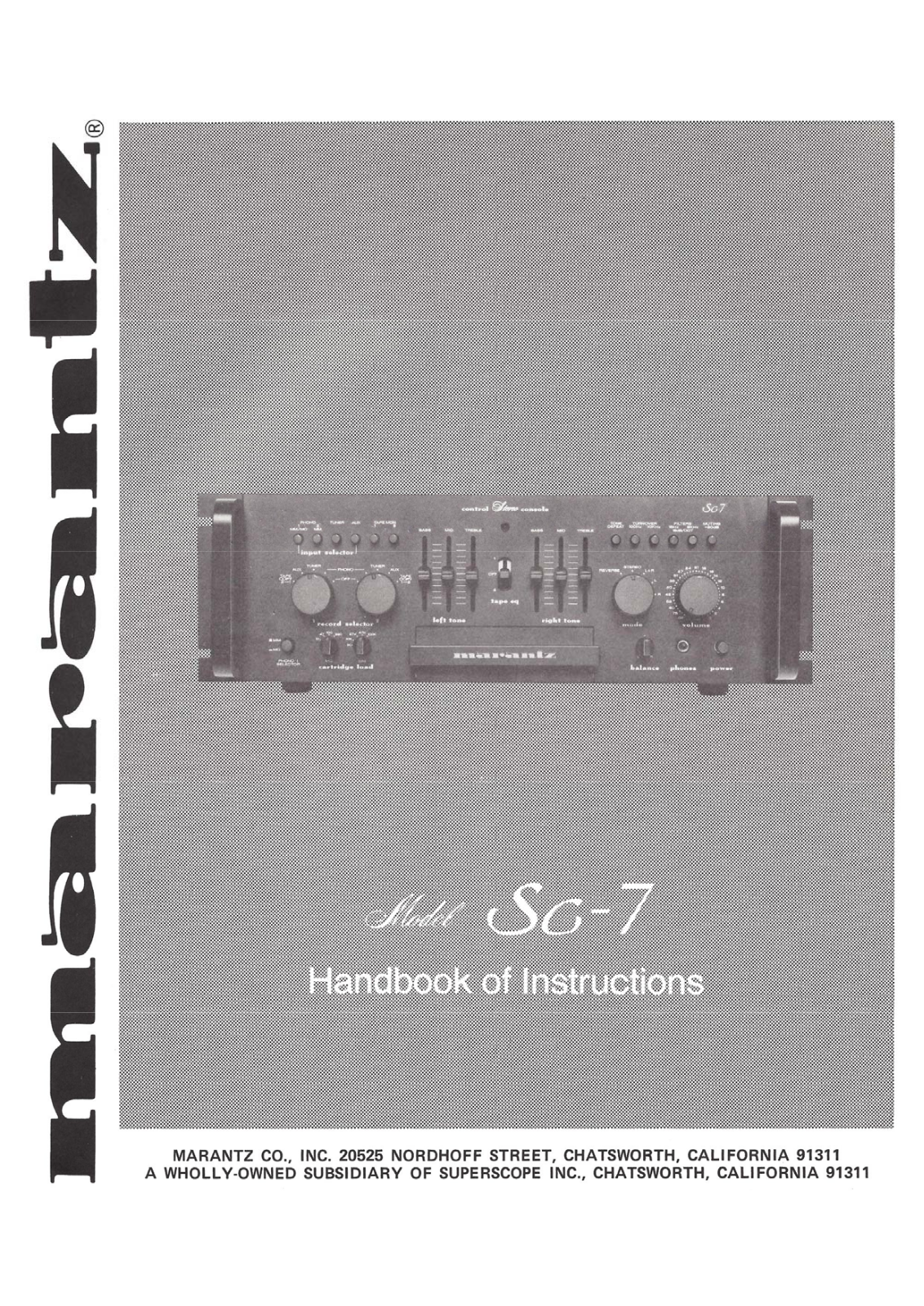 Marantz SC-7 Owners Manual