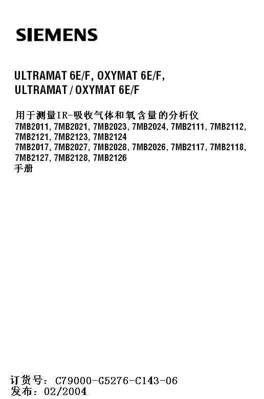 Siemens ULTRAMAT 6, OXYMAT 6 User Manual