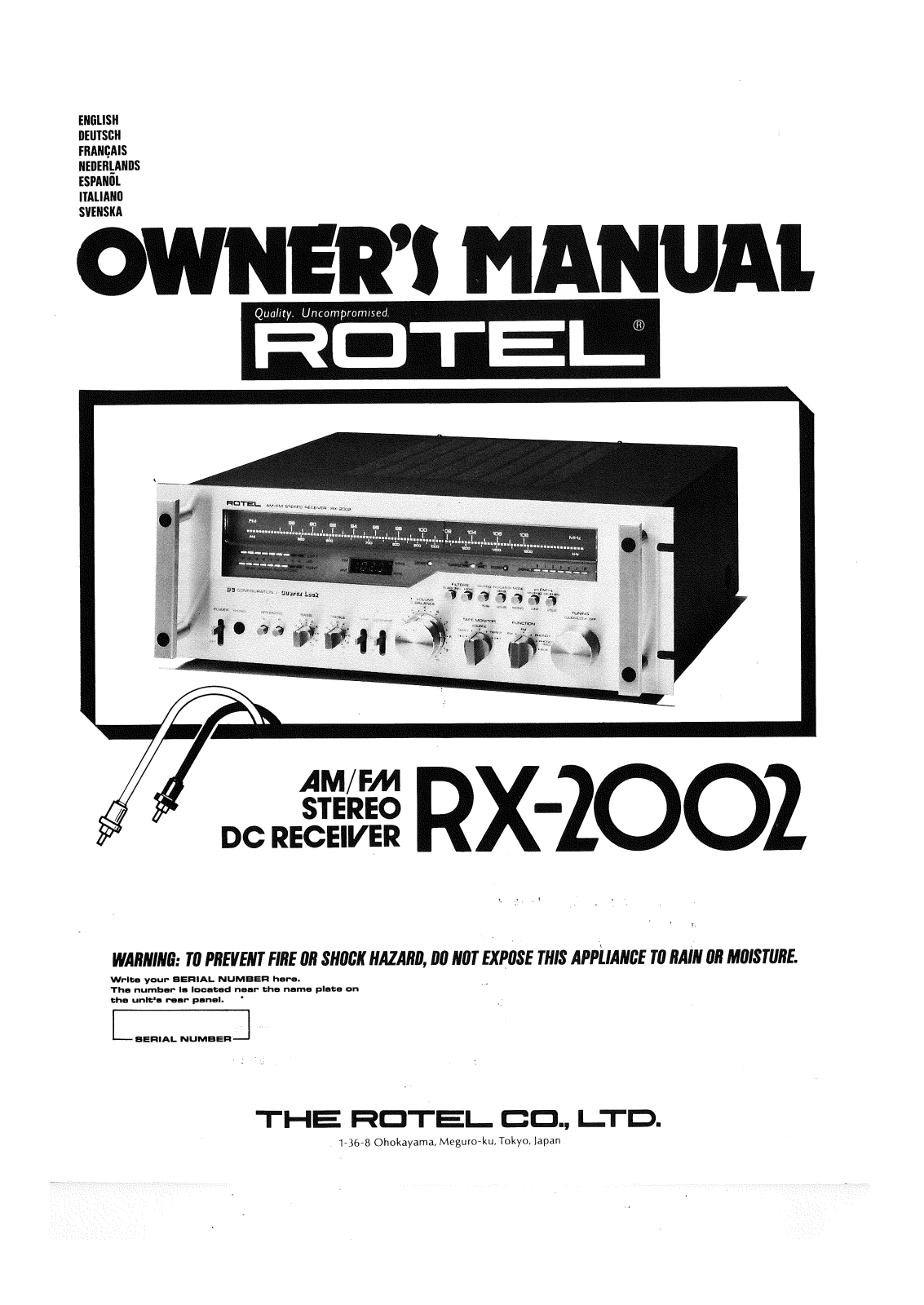 Rotel RX-2002 User Manual