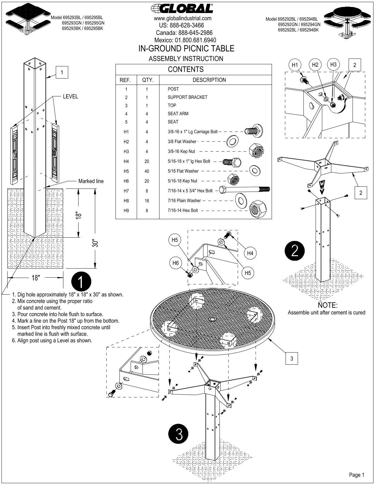 Global Industrial 695292BL User Manual